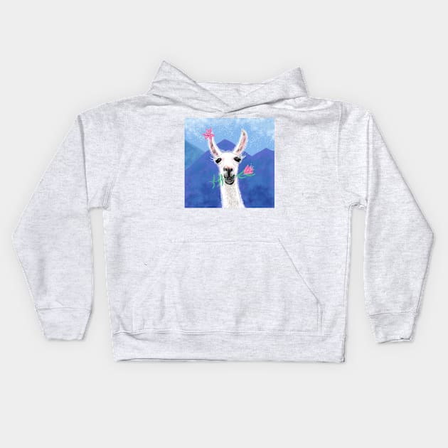 Llama Yama Flowerama Kids Hoodie by andreeadumez